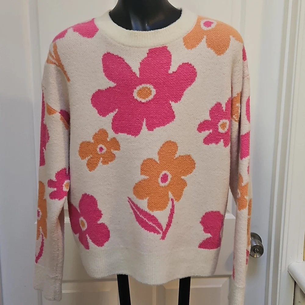 WITTY FOX Pink and Orange Flower Sweater - XS